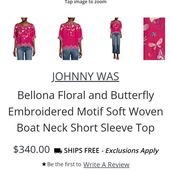 JOHNNY WAS Bellona Floral and Butterfly Embroidered Motif Soft woven NWT large - Picture 1 of 5